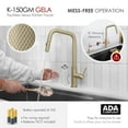 thumbnail image 4 of Stylish Single Handle Brushed Gold Pull Down Touchless Kitchen Faucet K-150GM, 4 of 14