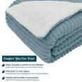 thumbnail image 5 of PAVILIA Reversible Sherpa Fleece Throw Blanket Slate Dusty Blue, Plush Flannel Throw, Ultra Soft Warm Ribbed Microfiber Blanket for Sofa Couch Bed, Luxury Thick Striped Blanket, Blue, 50x60, 5 of 7
