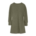 thumbnail image 4 of BiZtdJrK Toddler Girl Dress Baby Knitted Knit Ruffle Sleeve Midi Dresses Crewneck Solid Casual A Line Tunic Dress with Pockets Fall Winter Clothes, Army Green, 13-14 Years, 4 of 9