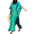 thumbnail image 1 of Robe de Plage Imprimée pour Femmes Manches Courtes Grande Taille Maillot de Bain Cover Ups, 1 of 5