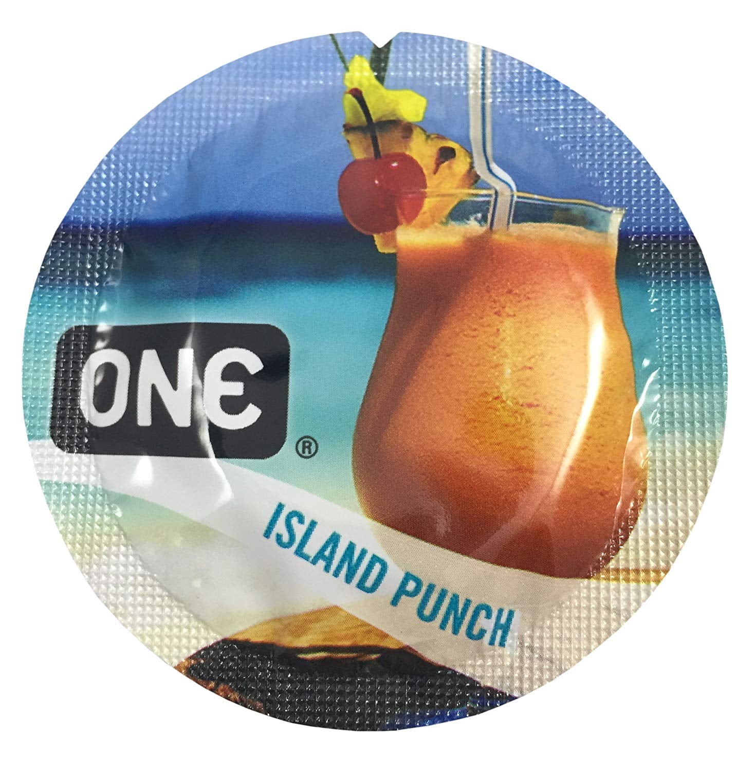 ONE Island Punch + Silver Lunamax Pocket Case, Tropical Flavored Lubricated Latex Condoms-24 Count