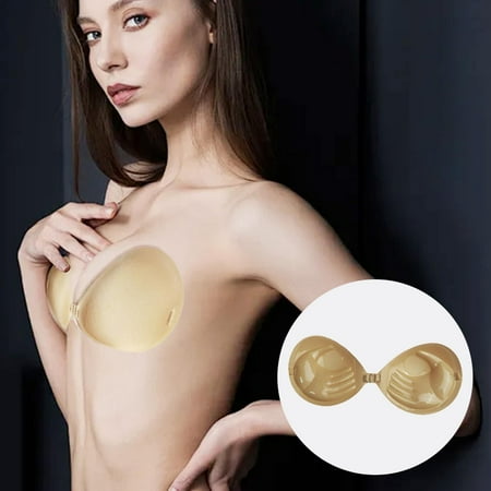 Clearance!DHALL Breast Care Adhesive Bra Strapless Sticky Silicone Bra For Backless Dress With Nipple Covers1 PairsBlack And Skin Tone ABCD Size