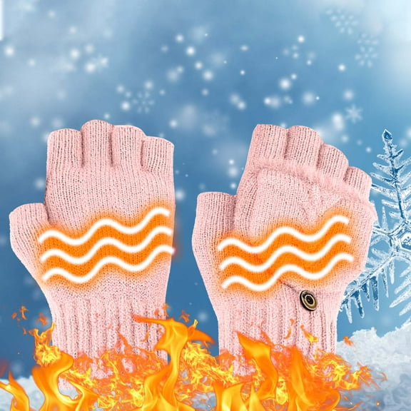 USB Heated Gloves, Half Finger Heating Gloves for Winter Warmth, Soft and Comfortable Gloves, Warmer for Indoor Outdoor Use (5.9x3.9 Inch)