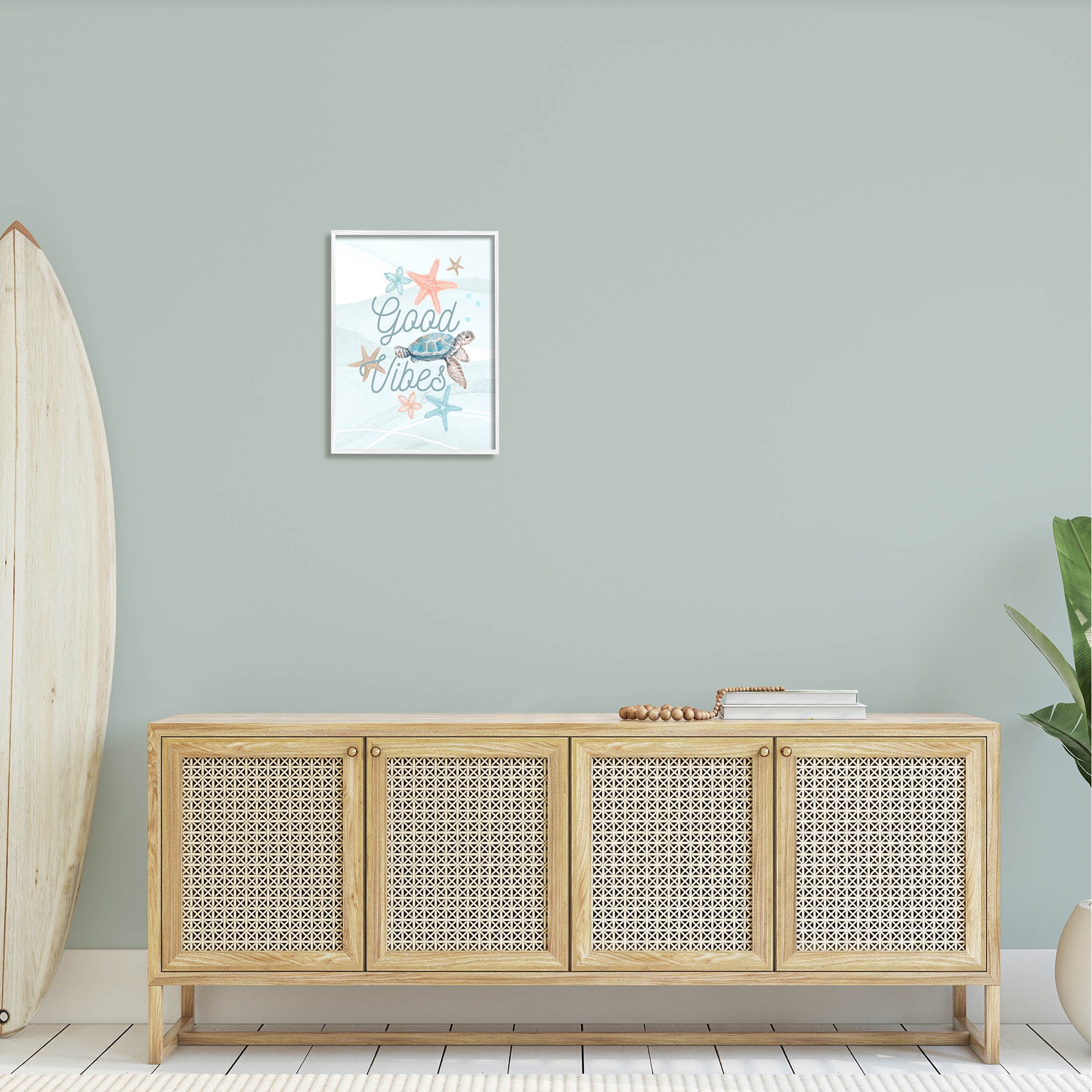 Good Vibes Underwater Sea Life Animals & Insects Graphic Art White Framed Art Print Wall Art