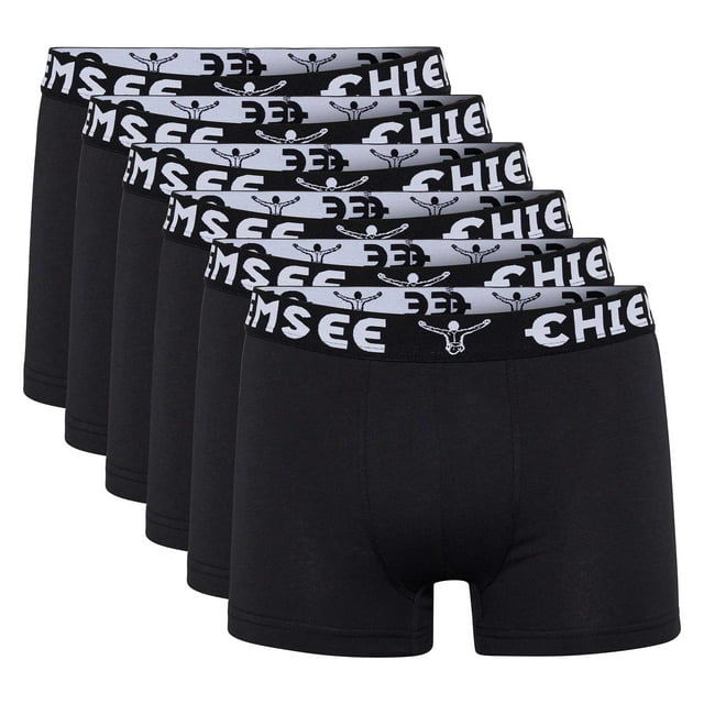 CHIEMSEE Calzoncillos para Hombre, Paquete de 6 - Calzoncillos, Cintura con Logotipo, Color sólido Negro M (Medium)