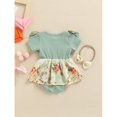 thumbnail image 6 of Viworld 2Pcs Infant Baby Girl Outfits Ruffled Short Sleeve Ribbed Bodysuit +Floral Bow Dress+Headband Clothes (Green,12-18 Months), 6 of 9