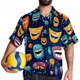 thumbnail image 4 of Tiny teeth Men's Hawaiian Button Down Short Sleeve Casual Printed Summer Beach Unisex Shirt, 4 of 6