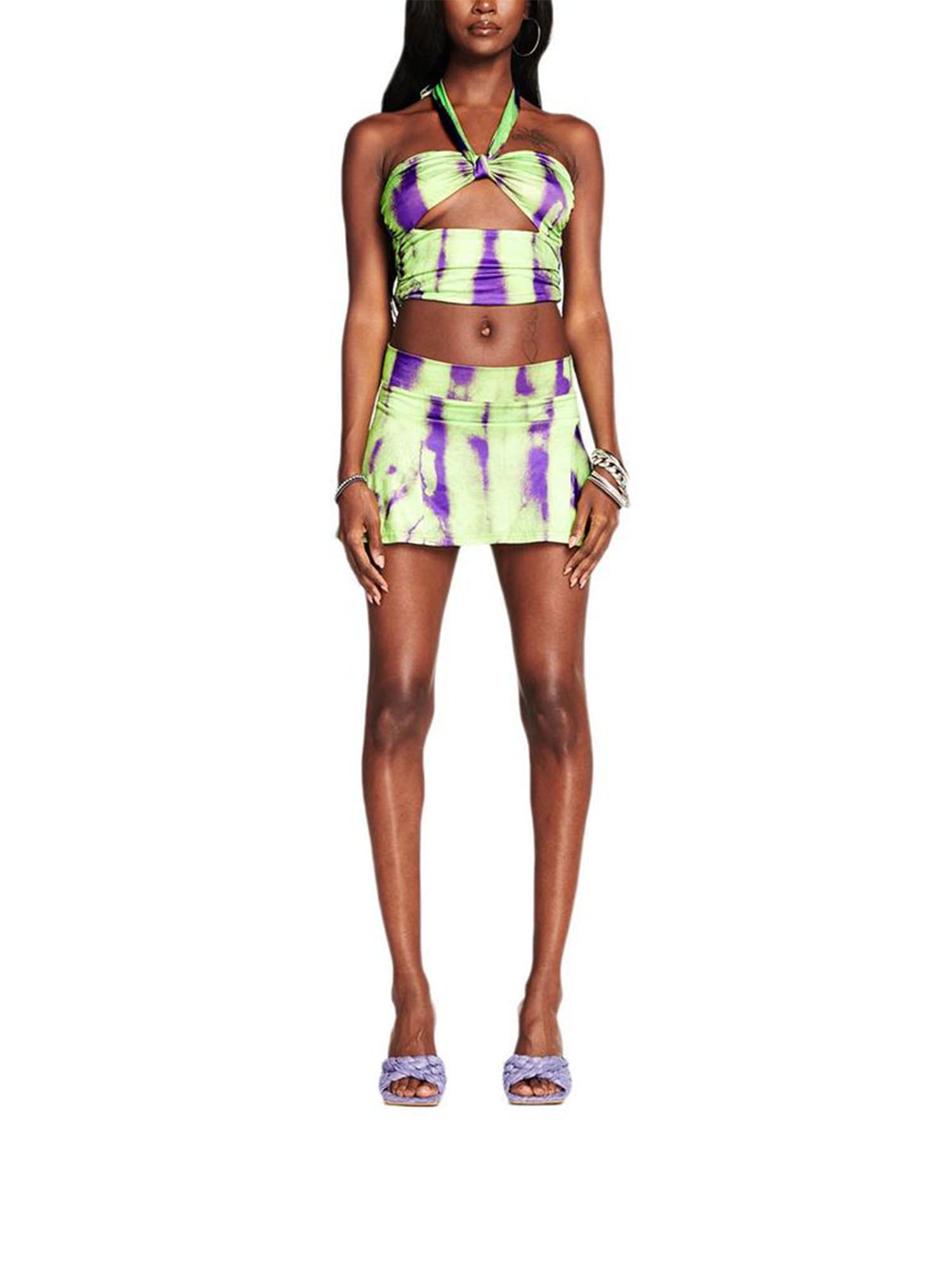 Tassel Crop Top Hollow Out Skirt Sets