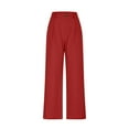 thumbnail image 4 of Kaemgyyd Work Pants for Women Cotton Linen Casual Button up High Waisted Business Trousers Flowy Wide Leg Office Pants, 4 of 7