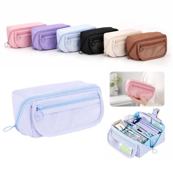 Pencil Case Large Capacity Pencil Pouch for Organisation Zipper Pencil Bag Back to School Supplies (Blue)