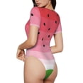 thumbnail image 3 of Haiem Watermelon Women's Crew Neck Short Sleeve Bodysuit Tops Stretchy Slim Basic-Small, 3 of 8