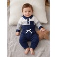 thumbnail image 4 of Lairauiy Infant Baby Boy Fall Outfits 3 6 12 18 24 Months Long Sleeve Lapel Collar Romper Pants Clothes Set, 4 of 9