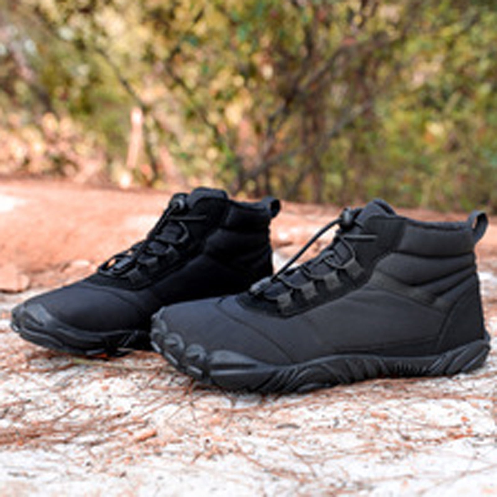 hopeusnice Winter Barefoot Shoes for Women Waterproof Running Shoes Hiking Shoes Toe Shoes High Warm and Non-Slip Boots Black 36