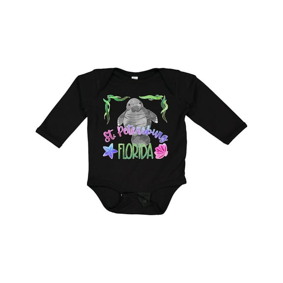 Inktastic St. Petersburg Florida Cute Swimming Manatee Boys or Girls Long Sleeve Baby Bodysuit