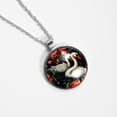 thumbnail image 4 of Swan Elegant Circular Glass Pendant Necklace, 4 of 5
