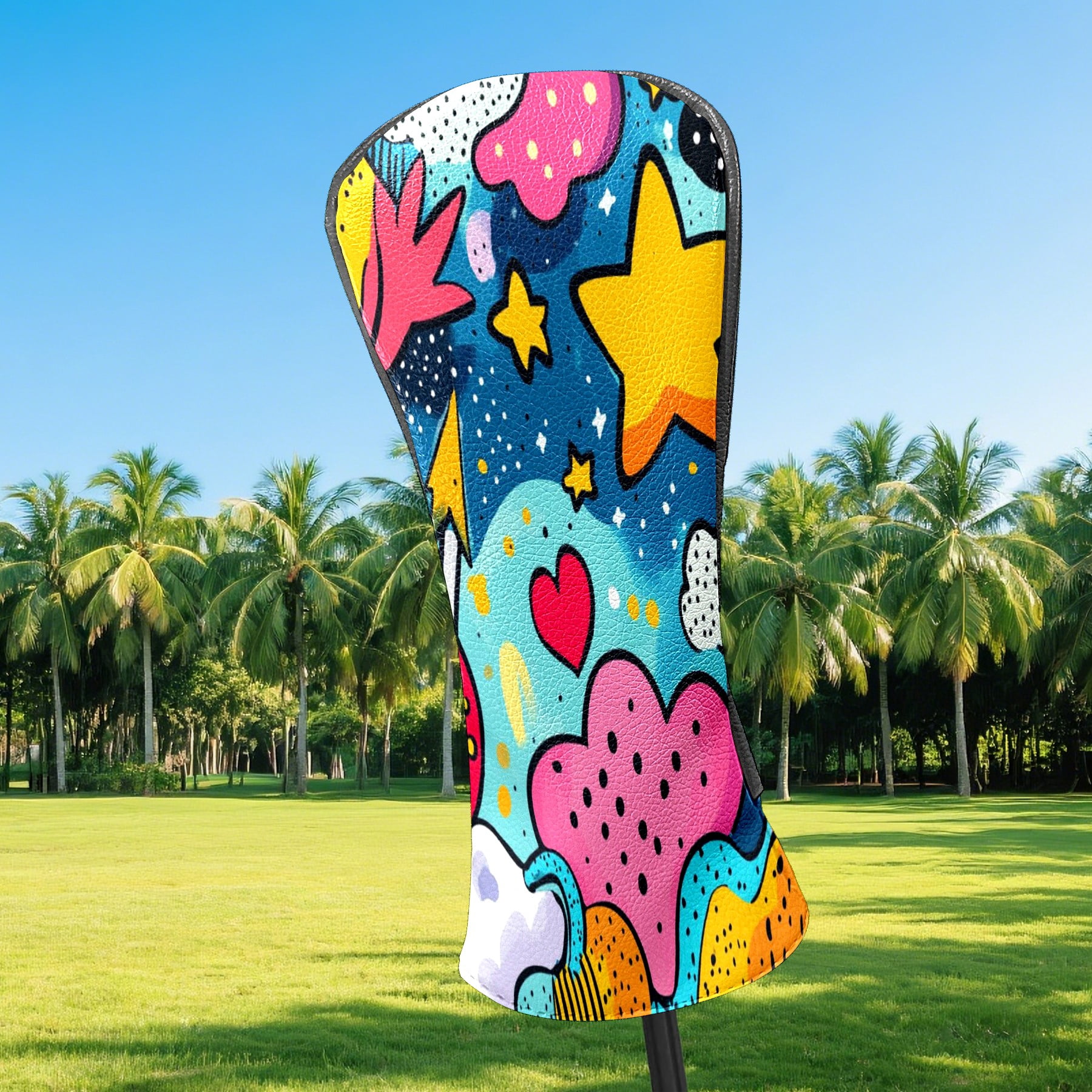 Golf Head Covers - Cute Patterns, Premium Waterproof PU Leather, Plush Lining, Fits Driver/Hybrid, Fun Golf Gift