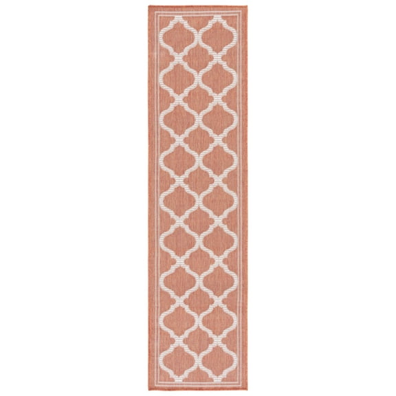 SAFAVIEH Machine Washable Rug Indoor/Outdoor Bermuda Collection - Bermuda Tamaya Geometric Machine Washable Indoor/Outdoor Runner Rug, Rust/Ivory, 2' x 8'