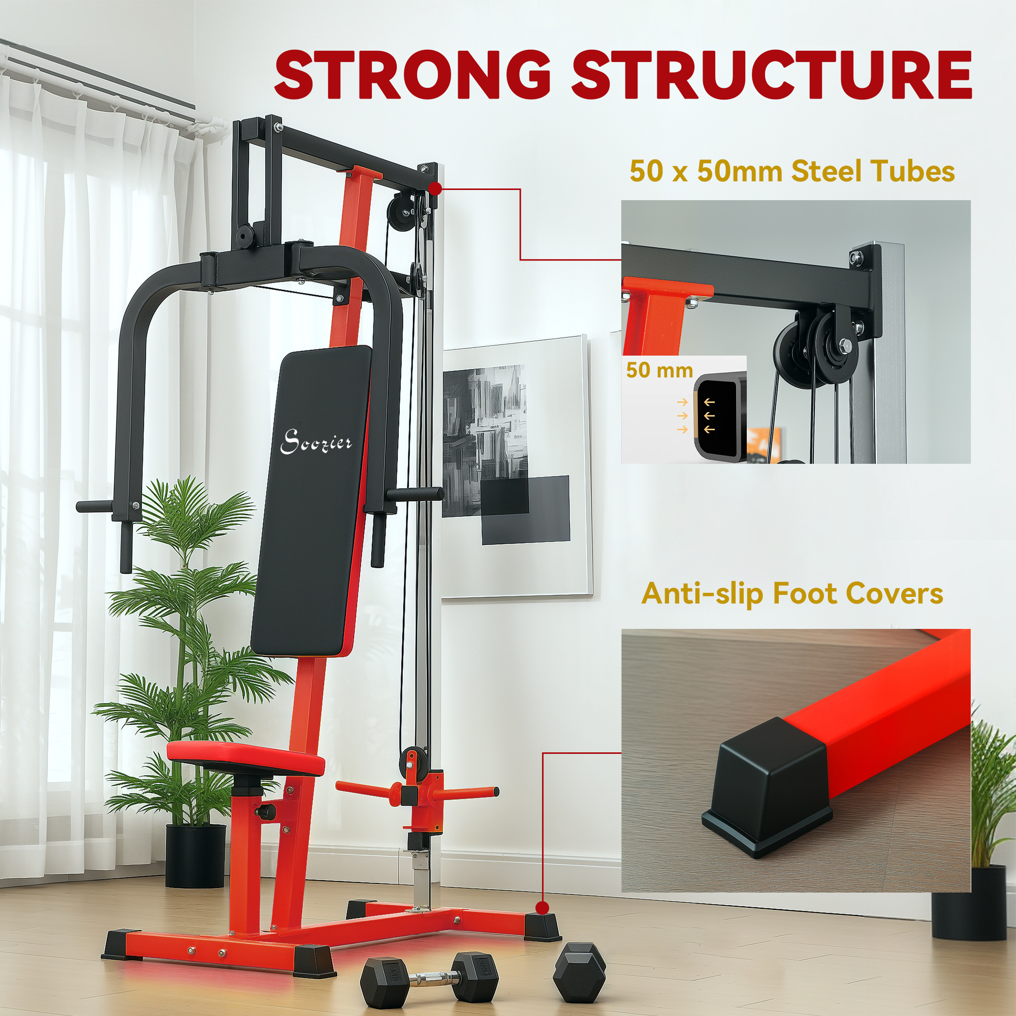 Soozier Chest Fly Chest Press Machine for Back, Pectoral, Rear Deltoid and Shoulder Training, Red