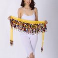 thumbnail image 3 of Line Belly Dance Scarves Scarf Wrap Sash with Paillette Fringe Coin Yellow, 3 of 4