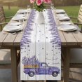 thumbnail image 4 of Purple Floral Table Runner 72 Inches, Spring Farmhouse Lavender Truck Wooden Gray Bed Runner Dresser Scarves Tabletop for Indoor Outdoor Parties/Ceremony/Banquet, 18" x 72", 4 of 9