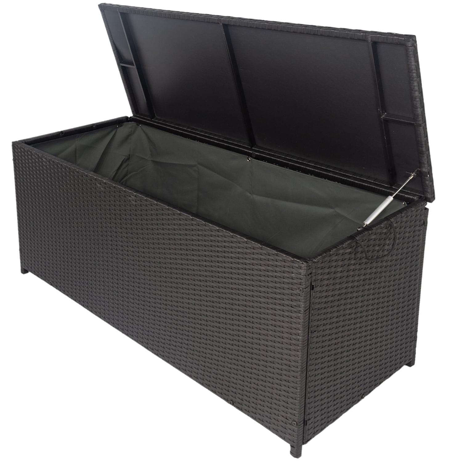 Outdoor Storage Box, XL Rattan Deck Box, Waterproof Wicker Patio