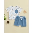 thumbnail image 4 of Elippeo 2Pcs Baby Boy Summer Outfits 6 12 18 24 Months 3 4 Years Short Sleeve Chicken/Animal Print Tops + Shorts Set Toddler Clothing, 4 of 9