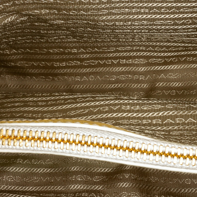 used Women Pre-owned Authenticated Prada Tessuto Bow Tote Bag Nylon Fabric White, Women's, Size: Medium