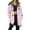 Pink, variant on Womens Jacket Longline Jackets Christmas Print Winter Cozy Lined Full Zip Outerwear for Cold Weather Women's Coats Black L