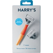 Harrys Shaving Razor for Men with 2 Razor Blade Refill Cartridges, Ember Orange