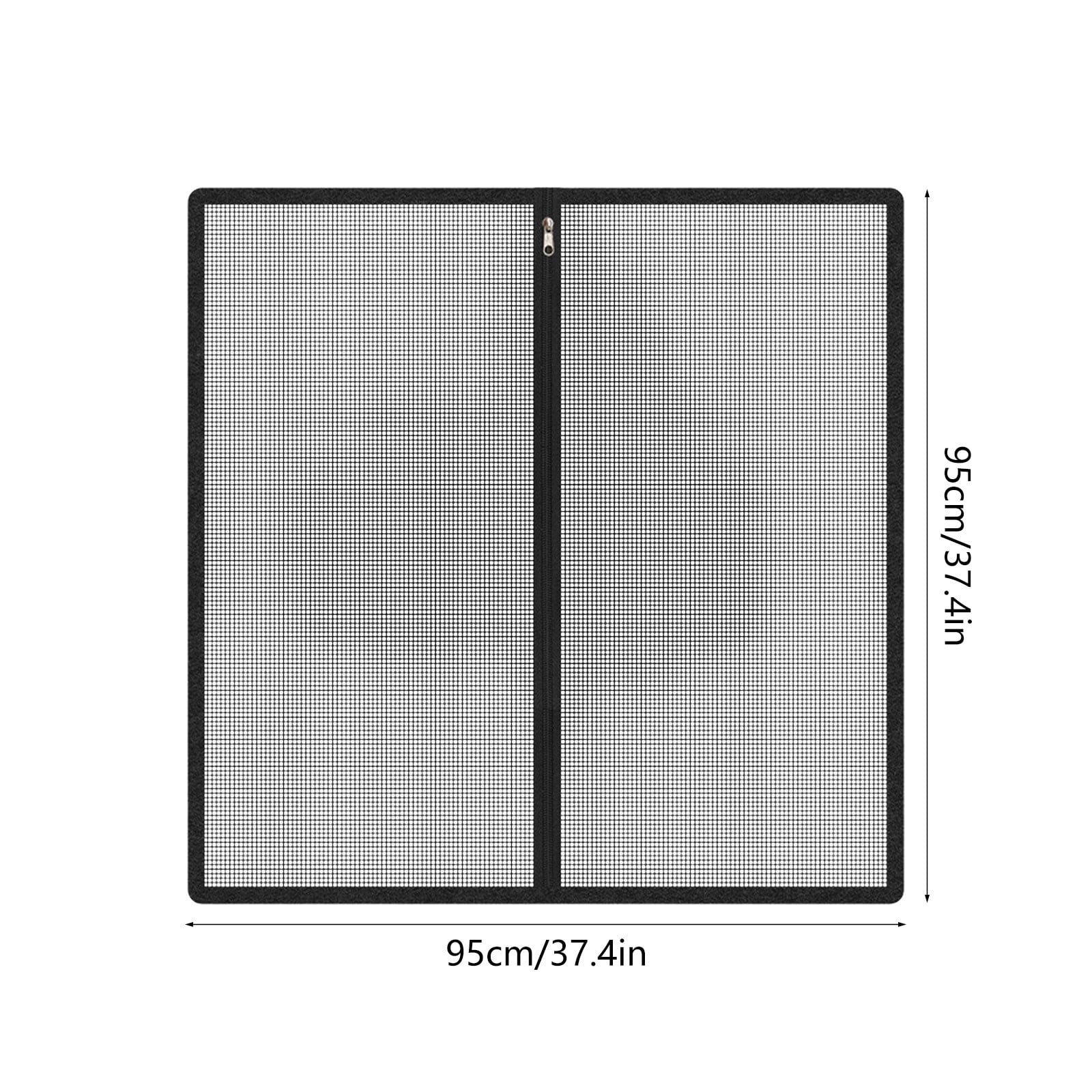 cpengpj No Drill Pet Barrier with Zippered Door, Black Polyester Mesh Gate for Cats and Dogs, Escape Proof, Easy Installation, Home Safety, 85x85cm