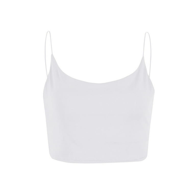 Women Sexy Sleeveless Crop Top Spaghetti Strap Solid Backless