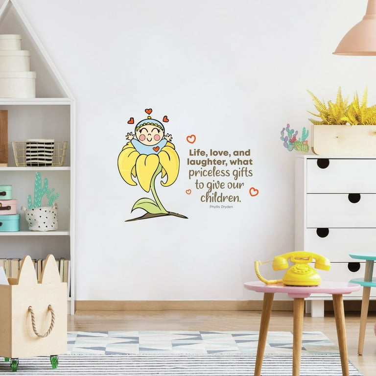Love Laughter Cute Baby Flower Quote Cartoon Quotes Decors Wall
