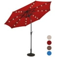 thumbnail image 1 of Patiojoy Parasol de Marché pour Patio de 10 Pi avec Lumière DEL à Énergie Solaire Bourgogne, 1 of 10