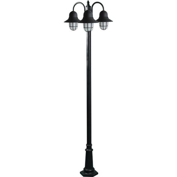 Dabmar Lighting GM9913-L54-30K-B 120V E26 3X LED 18W 30K Cast Aluminium 3 Post Top Light Fixture Pole Plus Base, Black