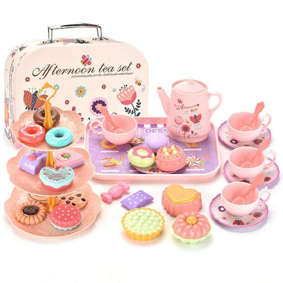 36Pcs Toy Tea Set Funny Afternoon Tea Set Toy Interactive Pretend Play Tea Party Set Learning Role Play Funny Dessert Food Ki