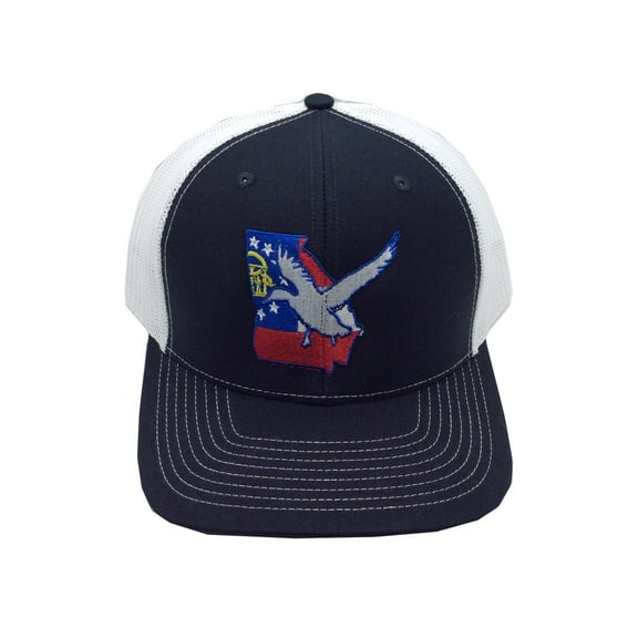 It's All About The South Georgia Flag Duck Snapback Hat- Navy/White