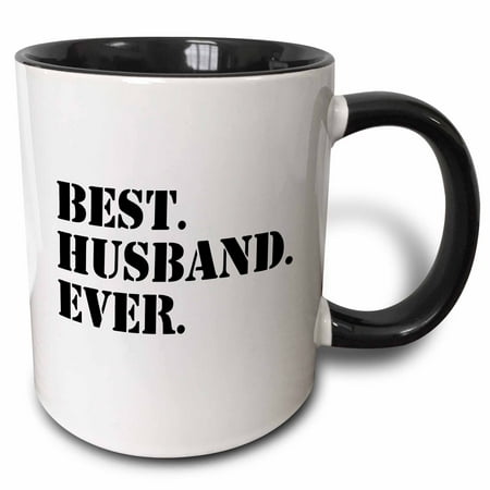 3dRose Best Husband Ever - fun romantic married wedded love gifts for him for anniversary or Valentines day, Two Tone Black Mug, 11oz