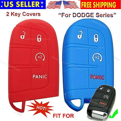 Dobrev 4 Button Silicone Case Cover Fob Skin Protector for Dodge Ram Durango Challenger Jeep Renegade Trailhawk Compass Grand Cherokee Key