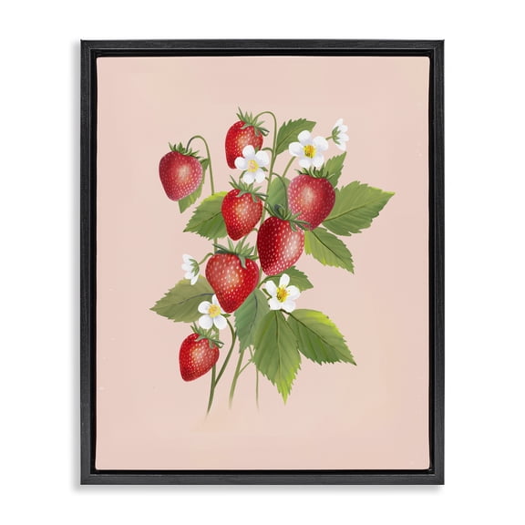 Stupell Industries Cottage Garden Strawberries Black Framed Floater Canvas Wall Art, design by Diane Neukirch