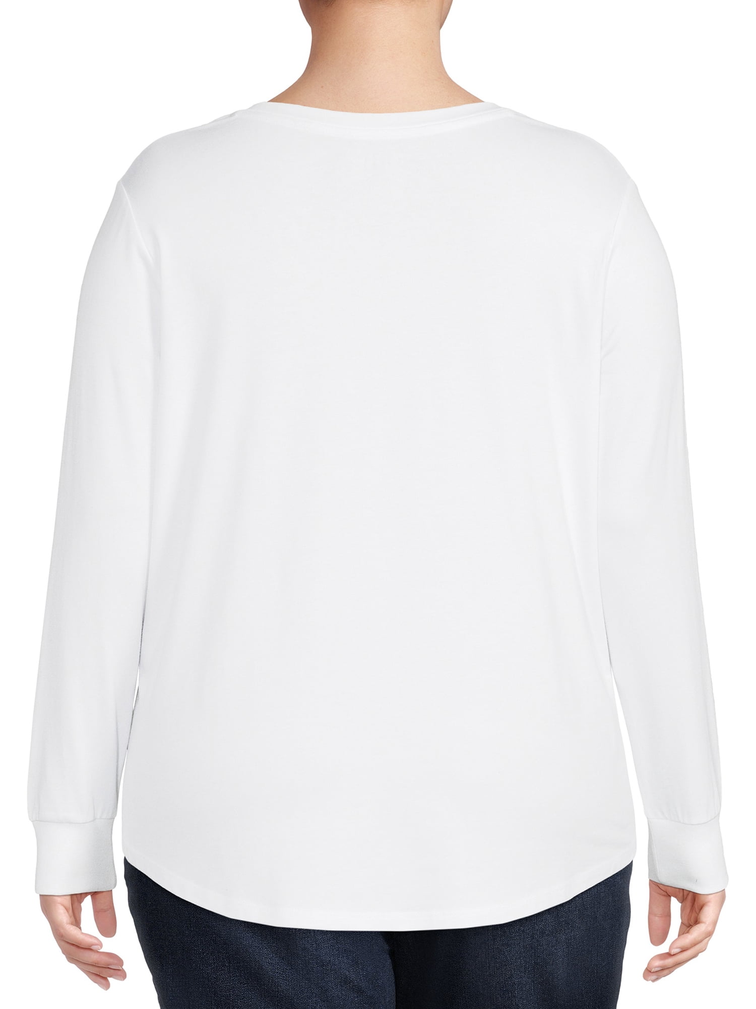 Terra & Sky Women's Plus Size V-Neck T-Shirt with Long Sleeves, 2-Pack