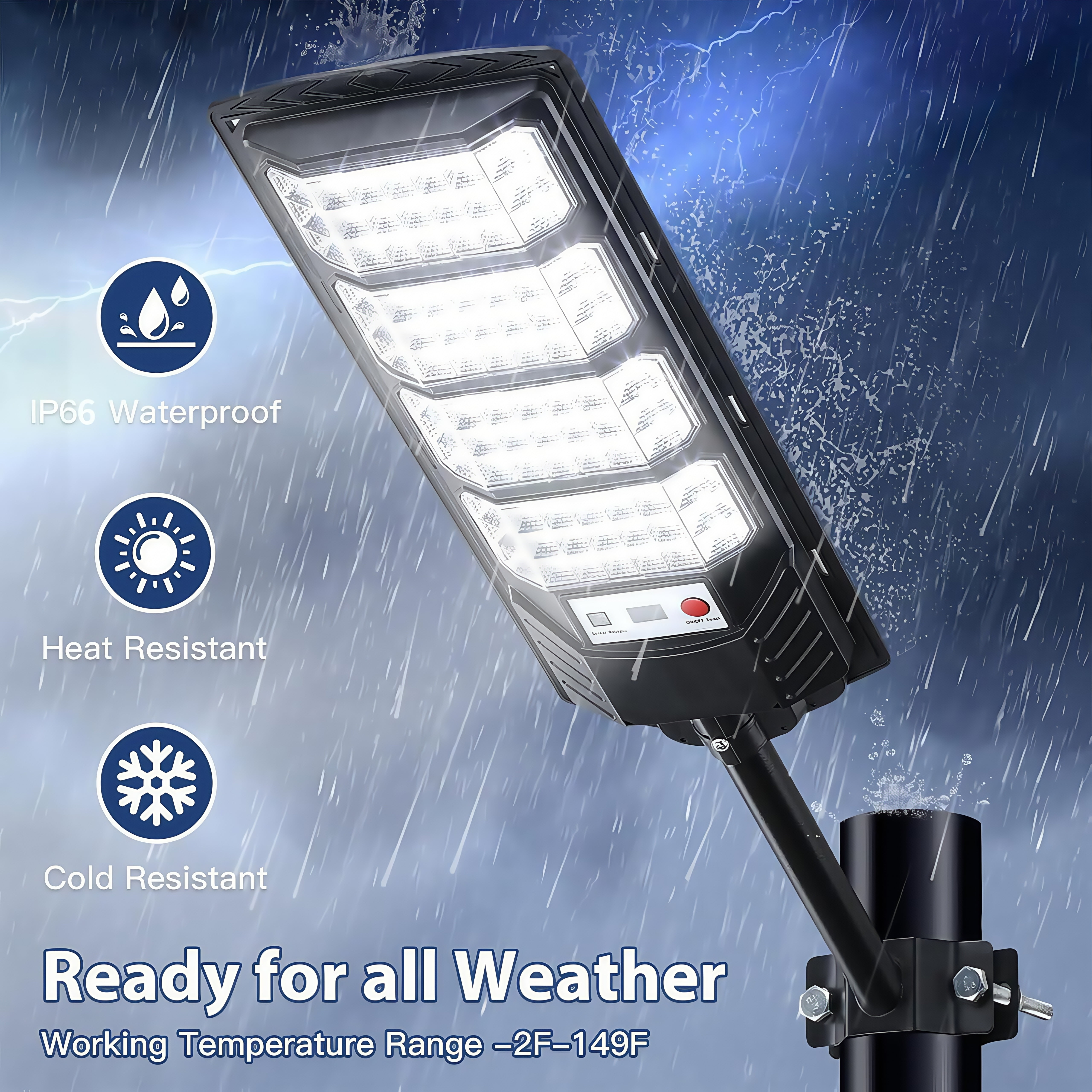 Solar Street Light Solar Security Flood Lights Pole Barn Commercial Parking Lot Lights Outdoor Dusk to Dawn LED Solar Light Motion Sensor Remote Control