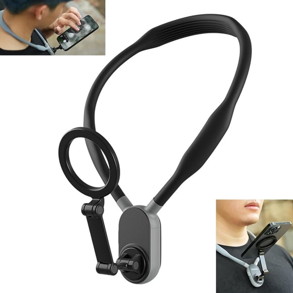 Skygrip Soporte para teléfono, soporte magnético para el cuello, soporte magnético para teléfono celular, collar manos libres, soporte para teléfono con anillo magnetizador, soporte para selfie Pov/Vl