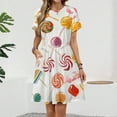 thumbnail image 2 of Sweets And Rainbow Lollipops Pattern Women's Dress Short Sleeve Summer Sundress Summer Women Clothes, 2 of 7