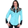 thumbnail image 2 of Scully Western Womens Turquoise Polyester L/S Horseshoe Western Shirt S, 2 of 2