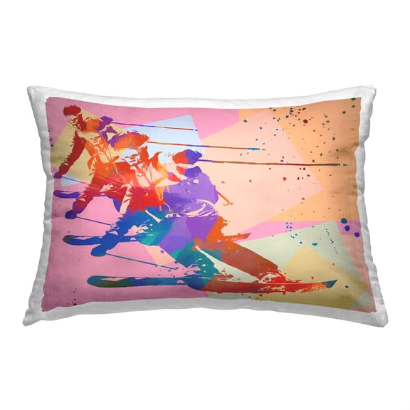 Stupell Industries Modern Skiing Collage Decorative Printed Throw Pillow, 14 x 20