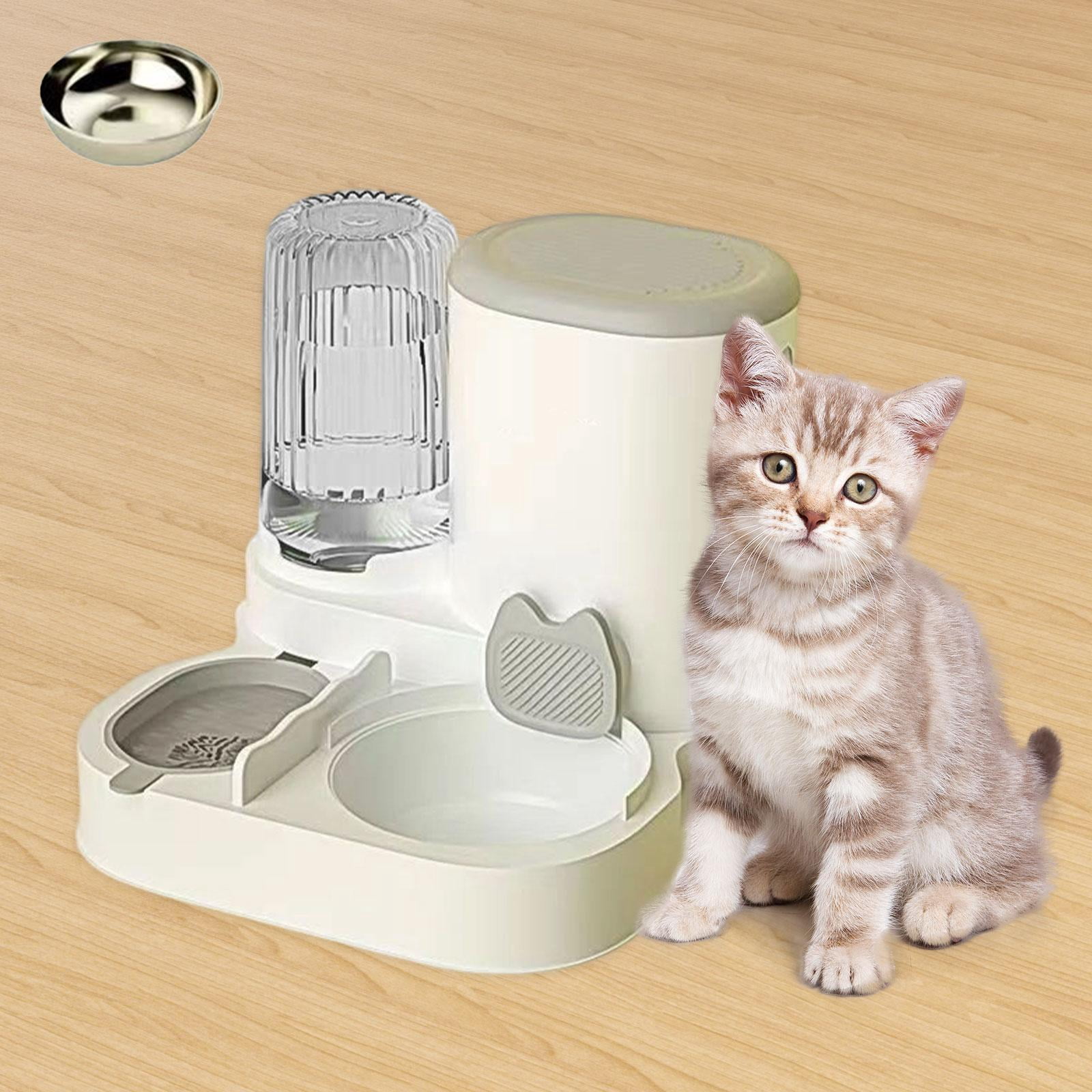 Serenable Automatic Cat Feeder and Water Dispenser Automatic Pet Feeder Compact Pet Supplies Travel Supply Food feed Dog Bowl for Puppy grey