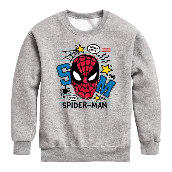 Spiderman - Scribbled Spidey - Youth Boys Crew Fleece Sweatshirt