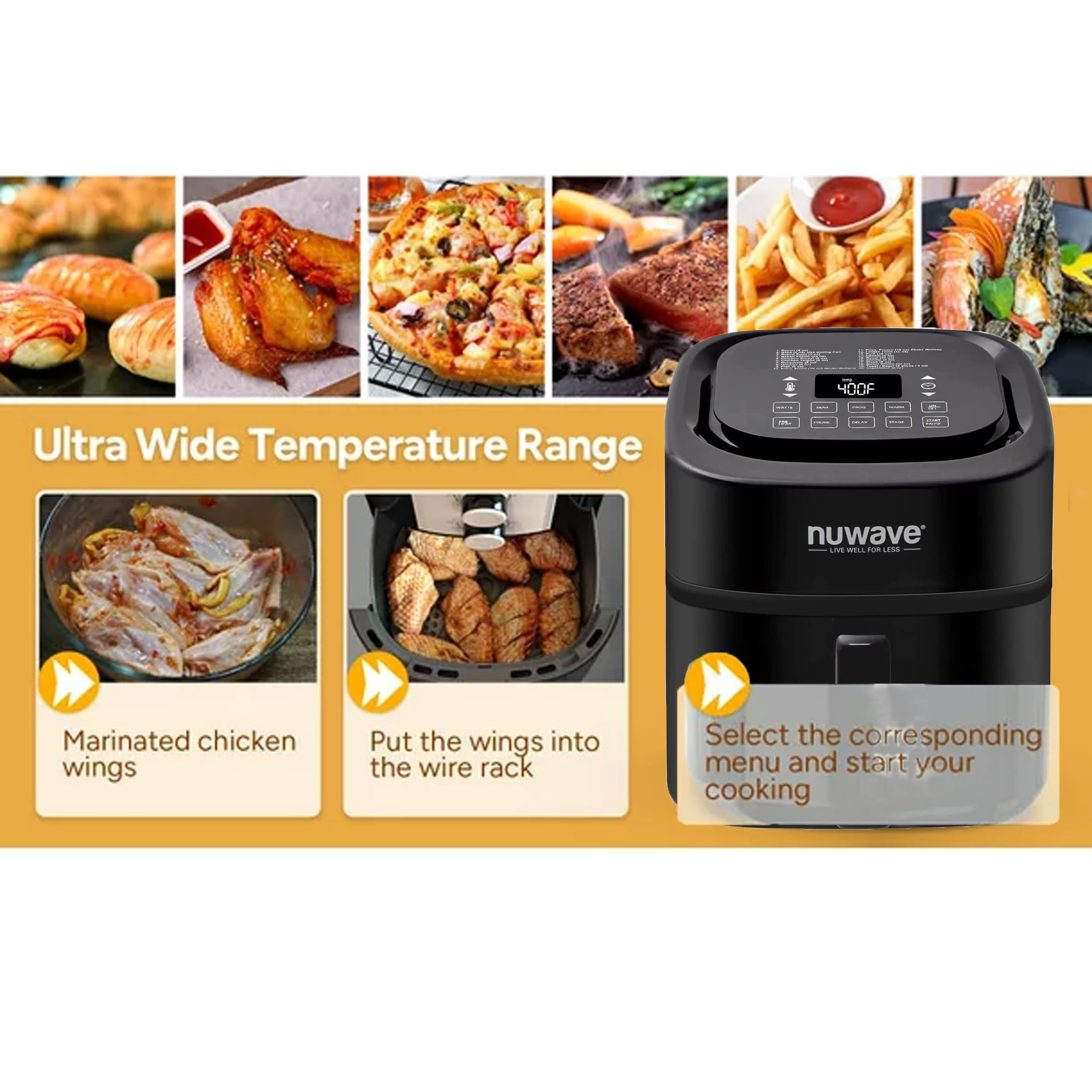 Nuwave 36223 Brio 2 qt Air Fryer Gourmet Accessory Kit Pan & Reversible  Rack