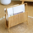 thumbnail image 4 of BYNNIX Light Brown Wicker Magazine Rack Convenient Faux Rattan Woven Magazine Holder Organizers For Efficient Home Storage, 4 of 12