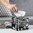 thumbnail image 6 of Lsque Gothic Skull Floral Art Printed Tissue Box Cover Holder, Facial Paper Organizer Dispenser,Square with Bottom Belt, PVC Leather Decorative Organizer, 6 of 8